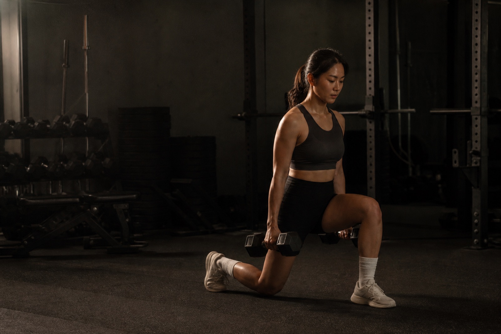 An athlete focused on one set in a quiet gym